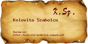 Kolovits Szabolcs névjegykártya