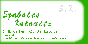 szabolcs kolovits business card